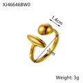 Vintage gold open ring for women with unique geometric spheres and size details - Ball and Oval Ends Style (XJ46646BW0)