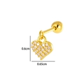 Goldfarbener Herz-Piercing-Ohrstecker mit weißen Zirkonia-Steinen 0.65cm Breite Maße - Pave Herz (2640-3#) / Gold