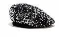 Sparkly black and silver sequined beret hat with breathable fabric edge for women - Silver