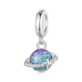 Ciondolo mini pianeta in argento 925 con sfumature viola e scintillanti zirconi cubici - Charm Pianeta Sfumato Sognante (SCX150)