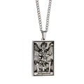 Silver stainless steel Judgement Tarot card rectangle pendant necklace with fine link chain - Judgement / Steel