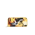 Μακρύ πορτοφόλι Halloween με φερμουάρ και ζωντανό σχέδιο μάγισσας και κολοκύθας. - Κίτρινο