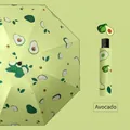 Ombrello pieghevole verde chiaro con stampa di avocado e custodia coordinata - Ombrello manuale standard a 8 stecche frutta - Avocado