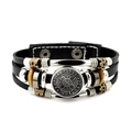 Handcrafted Viking Norse rune leather bracelet with Odin compass and alloy beads - Runic Celtic Knot Style (JY006544-3)