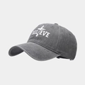 Washed dark gray baseball cap with BELIEVE print and vintage distressed finish - Gray