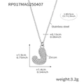 Silver stainless steel necklace with letter J pendant micro-paved in zircon - Rp017-j Letter Steel Necklace 40+5cm