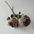Artificial Austin rose with two heads and vintage burnt edges in dusty pink and brown - Light Purple Coffee