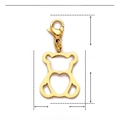 Detailed view of a gold teddy bear pendant with lobster clasp and hollow heart design - Bear / Gold