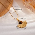 Collana boho catena a serpente dorata con pietra occhio di tigre e ciondolo sole - Forma di Ventaglio Occhio di Tigre