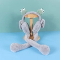 Cute grey plush earmuffs for kids with moving ears and green frog decoration - One Size / Frog-Grey