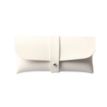 White minimalist faux leather eyewear case with silver snap closure for kids sunglasses - White Leather Pouch