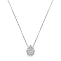 Classic silver S925 sterling silver waterdrop pendant necklace with sparkling pavé zircons - 925 Silver / Silver