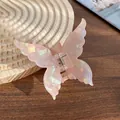 Pinza per capelli a farfalla rosa iridescente con finitura perlata e molla in metallo - Farfalla 7cm / Arancione Iridescente