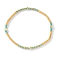 Bracelet Tila bohème avec perles turquoise et accents métalliques dorés brillants - Perles Rondes Mélangées Bleu Turquoise et Or