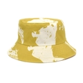 Dettaglio cappello alla pescatora giallo senape in cotone con stampe astratte mappe - M (56-58cm) / Giallo