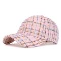 Gorra de béisbol de tweed rosa con hilo metálico dorado y estilo elegante - Rosa