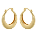 Detailansicht der 18K vergoldeten Creolen mit polierter Oberfläche und glattem C-Form-Design - Glatt Polierte Halbmondform / VE965 Gold