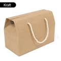 Brown kraft paper gift box with ivory rope handles for nougat and cake packaging - 20x10x13.5cm-Handheld Gift Box / Kraft Color