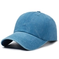 Casquette de baseball en coton délavé bleu vintage avec texture rétro usée - Réglable / Bleu lac
