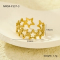 Macro detail of star cutout ring in 18K gold stainless steel with precise dimensions - Hollow Five-Pointed Star Matte