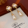 Boucles d'oreilles vintage cœur et perle goutte dorées dans un coffret à bijoux - 6# Boucles d'oreilles perles goutte coeur or (aiguille en acier)