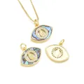 Gouden oogvormige Maagd Maria ketting met abalone schelp en witte kristallen - Oog Stijl A / 1,8x1,6 cm