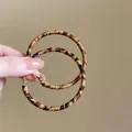 Large hoop earrings with striped animal print texture and gold clasp detail - 5cm / Bohemian Fiber Wrapped Hoop / Dark Leopard