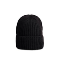 Primer plano del gorro de punto acanalado negro con textura gruesa y dobladillo - M (56-58cm) / Negro