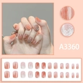 Pink heart glitter press-on nails set with gradient and artistic golden sequin designs - Pink Blush Gold Foil Style (A3360)