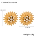 Goldene Sonnenblumen-Ohrstecker mit Kristallen, geometrisches Schmuckset für Damen - Sonnenblume Ohrstecker / Gold
