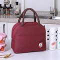 Insulated lunch bag in dark red oxford fabric with handle and cute bear logo - Wine Red Cationic Thermal
