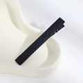 Minimalist black PU leather hair clip with elegant quilted stitching and metal base - Snap Clip Black