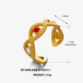 Verstellbarer goldener Edelstahlring mit buntem Emaille-Auge, 8mm Breite für Damen - Einstellbar Offen / Gold
