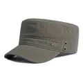 Classic cotton cadet army cap in dark grey-green featuring a gold Sports metal emblem - Adjustable / Army Green