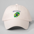 White Brasilia baseball cap with Brazilian flag print and adjustable cotton design - Adjustable / Beige