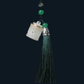 Sandalwood sachet pendant with white hollowed carving and dark green silk tassel charm - Luminous Cylinder Style (1) / 2.9x2cm / Luminous White