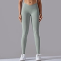Dettaglio dei leggings da yoga senza cuciture a vita alta con fascia a incrocio a V - Taglia S / Pantaloni e gonne / Grigio chiaro