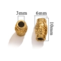 Golden stainless steel cylinder beads with relief patterns and 10x6x3mm dimensions - Embossed Cloud / Gold