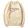 Beige Christmas hoodie with festive lights and humor quote on a white background - S / Khaki