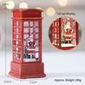 Red Christmas telephone booth LED lantern with Santa figure and glitter flow effect - Red Water Filled Phone Booth - Santa Claus