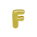 3D bubble letter F bracelet charm in gold plated finish with metallic glossy shine - Gold/Letter F
