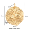Golden round embossed pendant with moon and starfish motif, 18mm diameter charm - L87 - White
