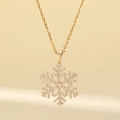 Collier élégant avec pendentif flocon de neige en or et diamants pour femmes - Ensemble Pendentif Flocon / Argent (Chaîne O Titane Flocon Blanc)