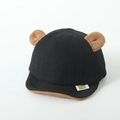 Infant corduroy baseball cap in black with brown 3D bear ears and soft brim - 1-3 Years (47-50cm) / Black
