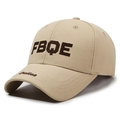 Beige cotton baseball cap with FBQE and Dallas embroidery in a classic 6-panel design - Khaki