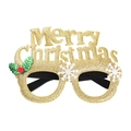 Golden glitter Christmas glasses frame with Merry Christmas text and holly berries - Style 20 Gold Merry Christmas Full Glitter