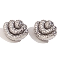 Pendientes de espiral de triple capa en color plata con acabado de textura martillada - Color Acero