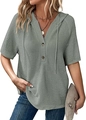 Felpa con cappuccio da donna in maglia a nido d'ape verde salvia con bottoni - S / Verde