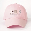 Pink cotton baseball cap with Jesus print the way the truth the life text for women - One Size / Pink