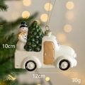 White truck Christmas ornament with snowman and green tree for festive tree decoration - Pickup Truck